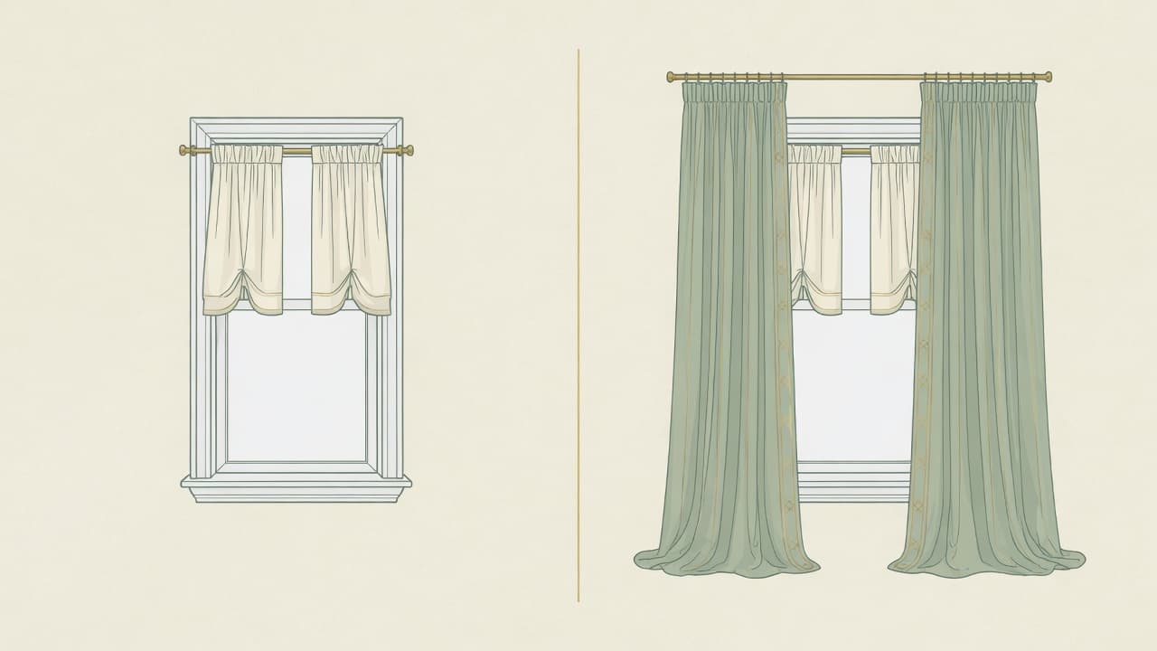 Wrong versus correct curtain rod height and panel length comparison