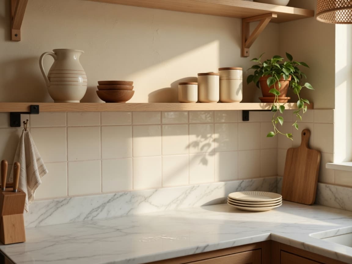 Decluttered kitchen with clear counters and intentional storage