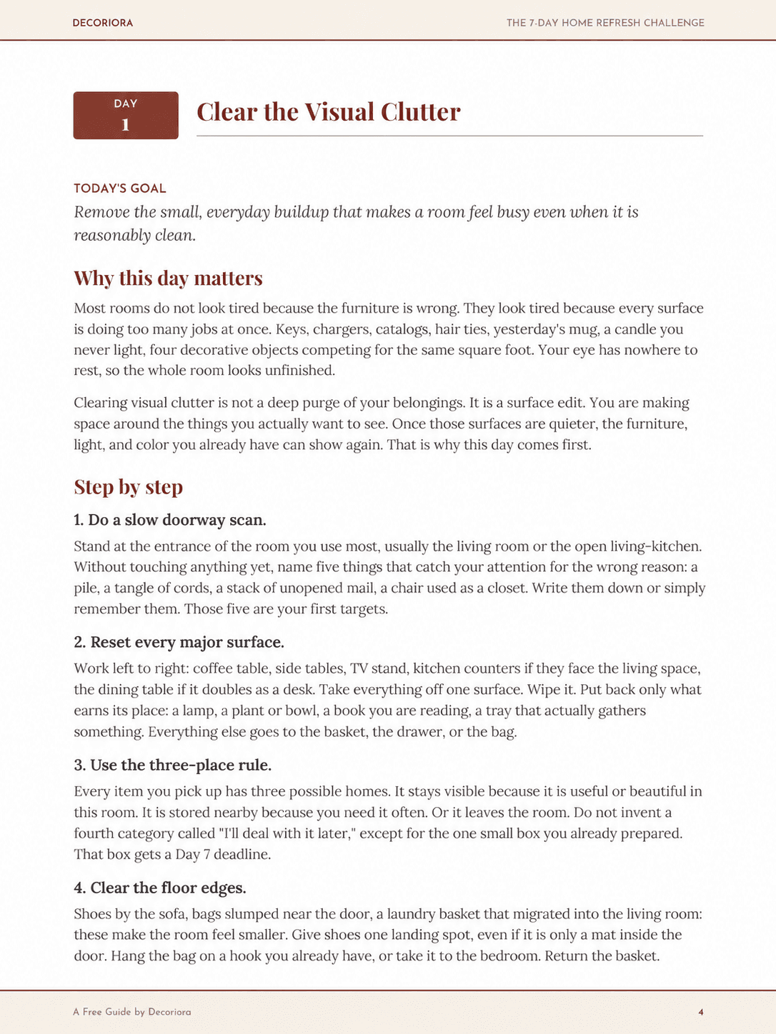 Preview page 1 from The 7-Day Home Refresh Challenge