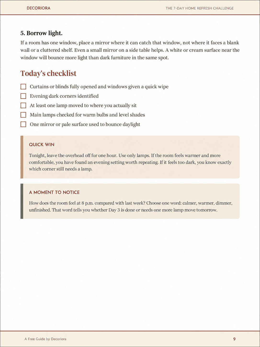 Preview page 2 from The 7-Day Home Refresh Challenge