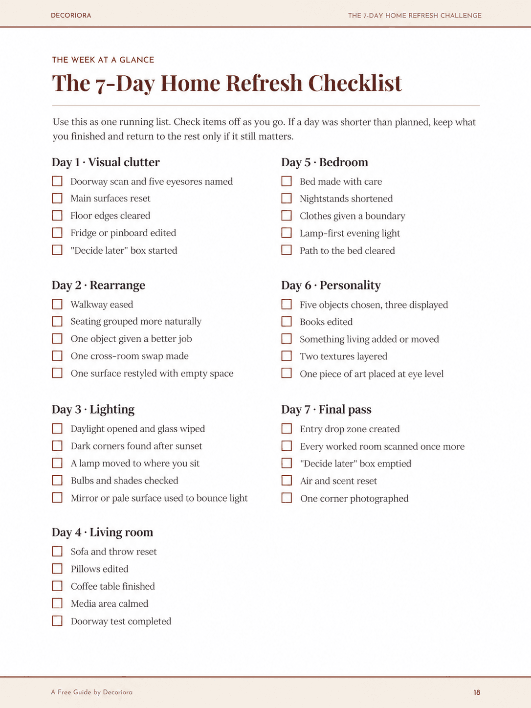 Preview page 3 from The 7-Day Home Refresh Challenge